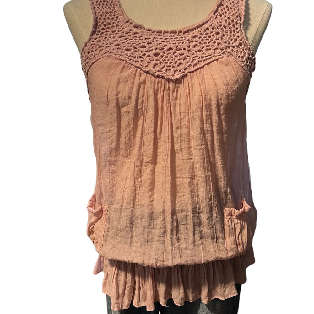 Soft Pink Hobo Top Macramé Accent 2 Pkt Front Medium